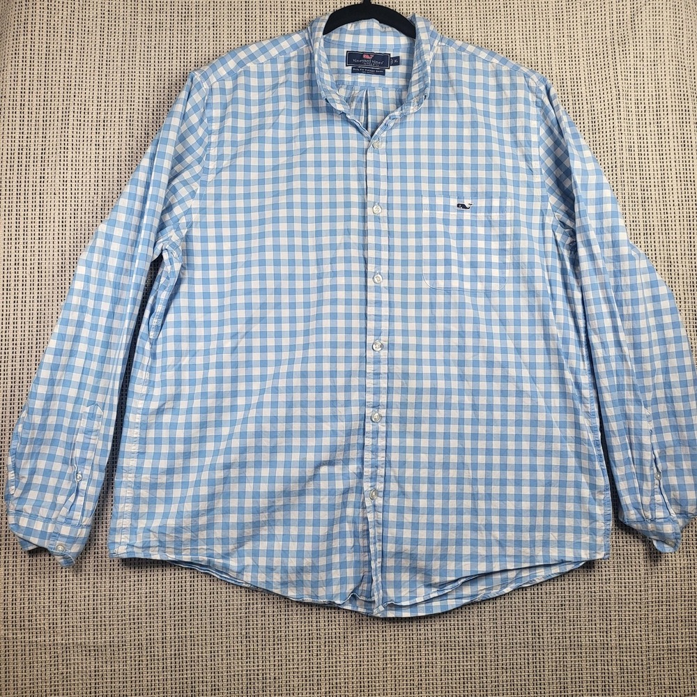 Vineyard Vines Shirt Mens XL Slim Fit Tucker Button Down Gingham Dress Shirt
